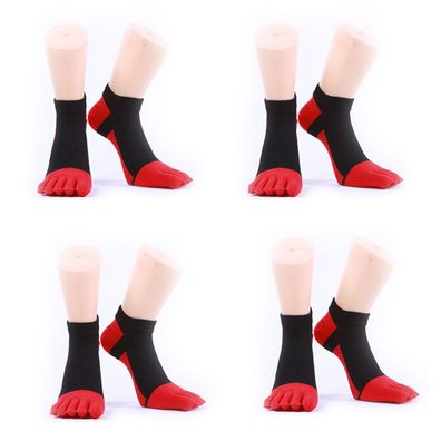 4 Paar Baumwollsocken Fünf-Finger-Socken Herren mittlerer Schlauch schwarz