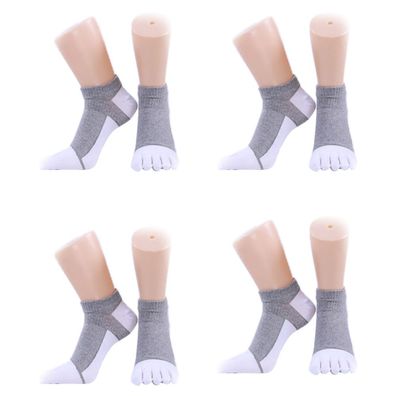 4 Paar Baumwollsocken Fünf-Finger-Socken Herren mittlerer Schlauch weiß