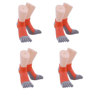 4 Paar Baumwollsocken Fünf-Finger-Socken Herren mittlerer Schlauch orange