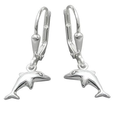 Ohrbrisur Ohrhänger Ohrringe 25x7mm Delfin rechts-links glänzend Silber 925