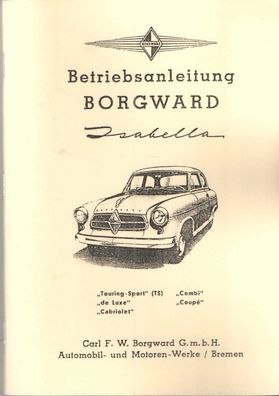 Bedienungsanleitung Borgward Isabella TS , TS De Lüxe Cabriolet , Coupe