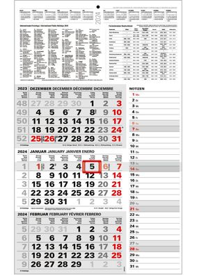 Kombi 3-Monatskalender 2024 großer Wandkalender für Büro Dreimonatskalender