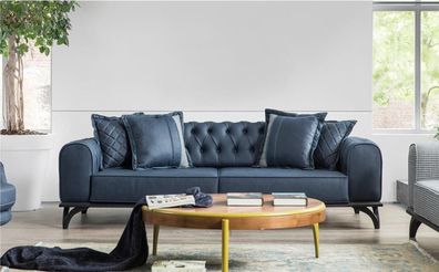 Moderne Chesterfield Couch Polster Möbel Blaue Couchen Sofas Luxus