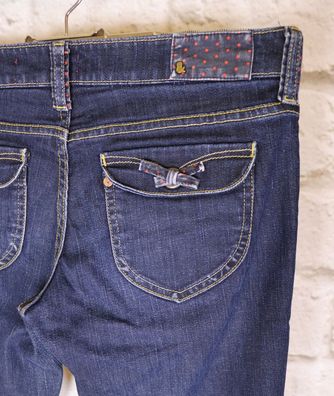 Süße Jeans Damenhose W29 36 38 Dark Blue Denim Hose Schleife Straight H&M