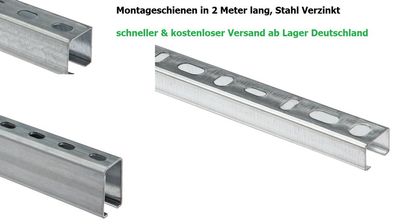 Montageschiene MS 2m Schiene Stahl verzinkt verschiedene Profile & Schlitzbr ?