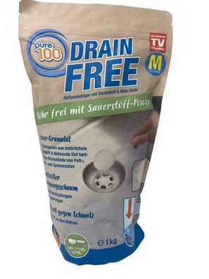 Pure100 Drain Free Abflussreiniger 1 KG Beutel Rohrreiniger