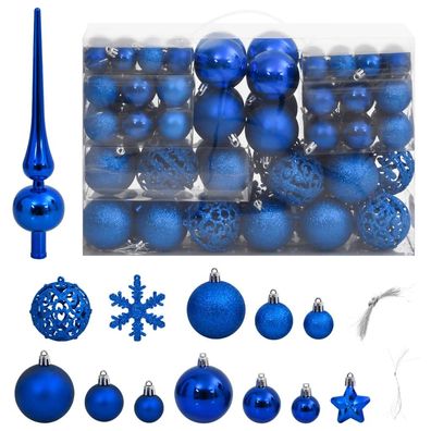 vidaXL 111-tlg. Weihnachtskugel-Set Blau Polystyrol