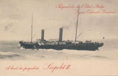 Belgien Ganzsache 5Cent Schifffahrt Leopold II Ostende gelaufen 1907 X37