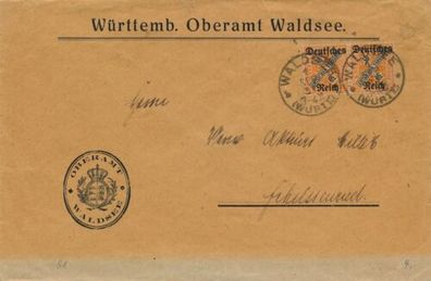 Brief Beleg Deutsches Reich Oberamt Waldsee Sonderstempel X34