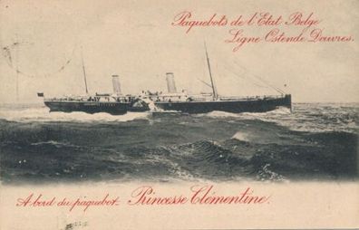 Belgien Ganzsache 10Cent Schifffahrt Prince Clementine gelaufen 1907 X37