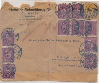 Brief Beleg Deutsches Reich 1922 MIF 5 Pfennig MI 158 & 150 Pfennig MI 169 X31