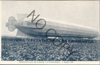 Foto PK Karte Zeppelin Luftschiff 1903 Landung in Echterdingen X62