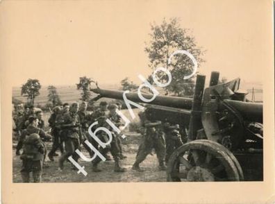 Foto WK2 - Wehrmacht mit schwerem Artillerie Geschütz X65
