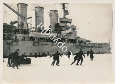 Foto - Marine Schiff Kriegsschiff Elsass im Eis - Matrosen Vergnügen X63