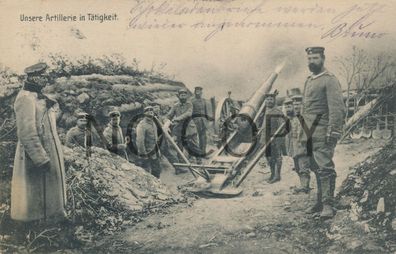 Foto WK1 - Frankreich Artillerie in Tätigkeit 1915 X8