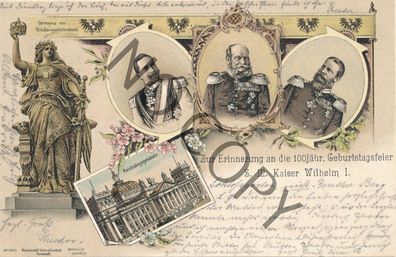 Postkarte Kaiserzeit - Andenken Kaiser Wilhelm 100 Jährige ca. 1900 X81