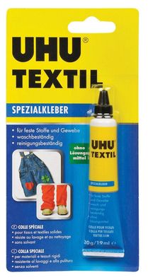 UHU Textil Spezialkleber 20g Tube Klebstoff für Stoffe Leder 73191