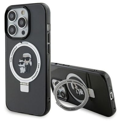 Hülle iPhone 15 Pro Karl Lagerfeld aufstellbar Magsafe kompatibel schwarz
