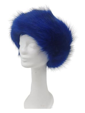 Stirnband für Damen Kunstfell Blau / Schwarz Winter Warm