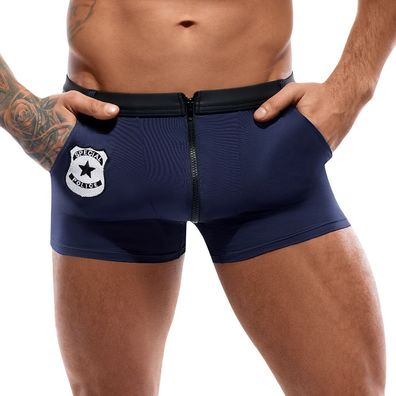 Enge Pants Blau M-XXL Police-Style sexy Shorts Reißverschluss Unterhose Polizei