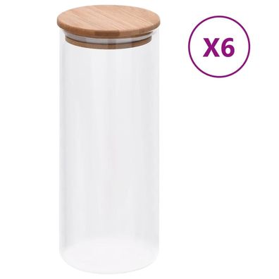 vidaXL Vorratsgläser mit Bambusdeckel 6 Stk. 1000 ml