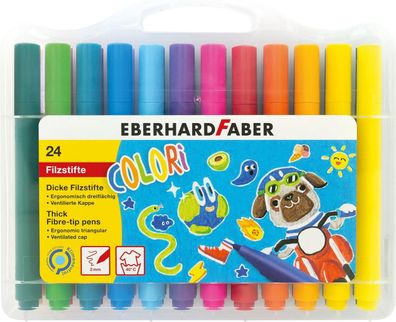 Eberhard Faber 551224 - Colori Filzstifte in 24 Farben mit 2 mm Mine, Farbstifte ...