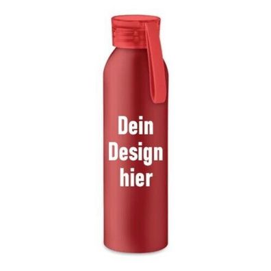 Trinkflasche Rot Metallic Geschenk personalisiert Text Foto Logo bedrucken
