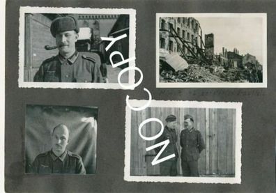 XL Foto WK II 5 Fotos Russland, Minsk 1942 Soldaten in Uniform, Trümmer D1.33