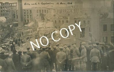 Foto PK WK I Lilles nach Explosion 11. Januar 1916 Trümmerteile Angriff D1.37