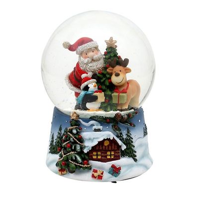 Schneekugel "Santa & Winterlandschaft" Weihnachtsmann Weihnachten Spielwerk