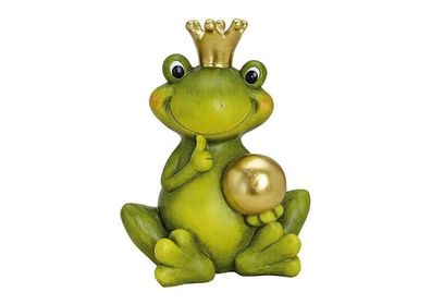 GROSSE XXL Keramik-Figur Froschkönig mit goldener Kugel Frosch Figur 44 cm hoch