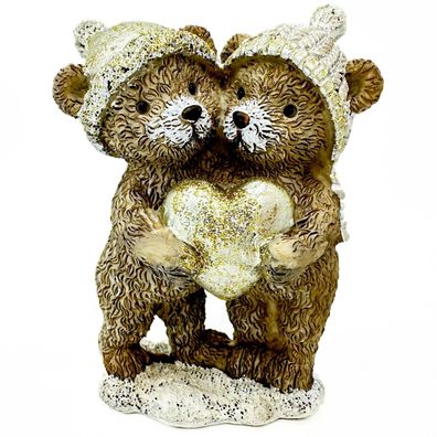 Teddy-Paar Bären-Paar Liebe Herz Liebespaar Winterbären Figur Geschenkidee Deko