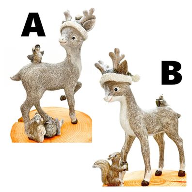 formano Niedliche REH-Figuren Rehkitz mit Mütze Bambi Figur Waldtiere Winterdeko