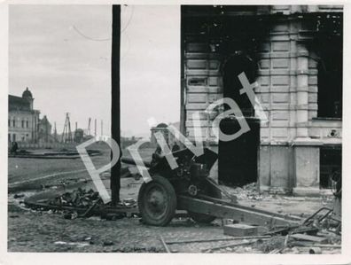 Foto WKII Panzerjäger-Abteilung 525 Ost Ruinen Zerstörung Geschütz Ukraine F1.29
