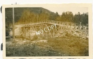 Foto WK II Gebirgs-Pionier-Battailon 82 Zerstörung Brücke Bau Konstruktion F1.84
