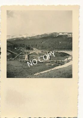 Foto WK II Gebirgs-Pionier-Battailon 82 zerstörte Brücke Norway F1.84