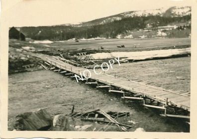 Foto WK II Gebirgs-Pionier-Battailon 82 Panorama Pontonbrücke Norway F1.84