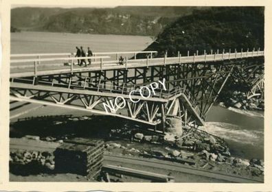 Foto WK II Gebirgs-Pionier-Battailon 82 Soldaten Brücke Zerstörung Norway F1.84