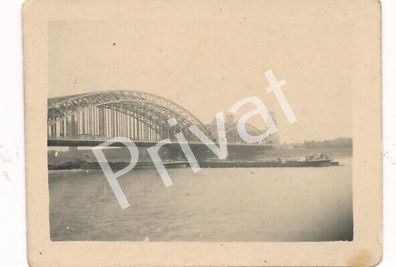 Foto WKII Panzerjäger-Abt. 525 Panorama Fluß mit Brücke F1.30