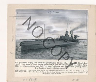 Foto WK I Französisches U-Boot Curie Pressefoto Adria L1.74