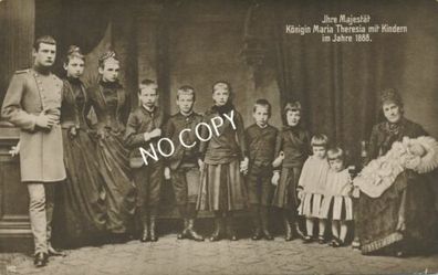 Foto PK königliche Familie I.M. Königin Maria Theresia mit Kindern 1888 E1.38