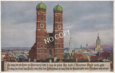 Foto PK Stadtansicht München - Frauenkirche, Rathaus, alter Peter 1905 E1.65
