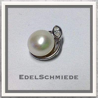 Edelschmiede925 Kettenanhänger in 925 Silber mit echter Perle + Zirk