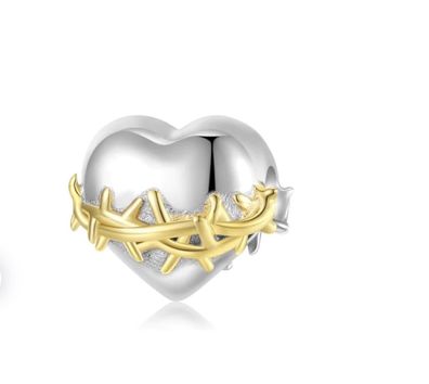 Charms Anhänger kompatibel für Pandora 925 Sterling Silber Herz mit Stacheldraht