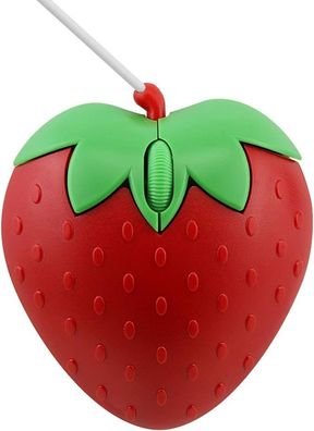 USB-Maus mit Kabel, niedliche Frucht-Erdbeer-Form, kabelgebundene Maus