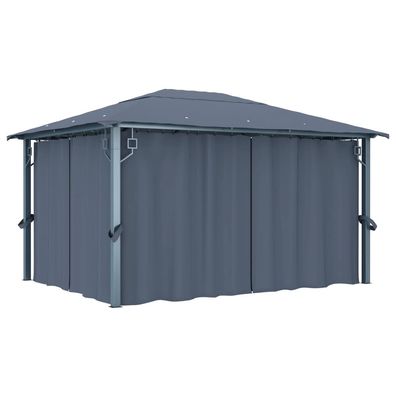 vidaXL Pavillon mit Vorhängen 400×300 cm Anthrazit Aluminium