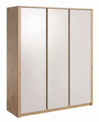 Drehtürenschrank / Kleiderschrank Faleula 09, Farbe: Eiche / Weiß - 196 x 166 x
