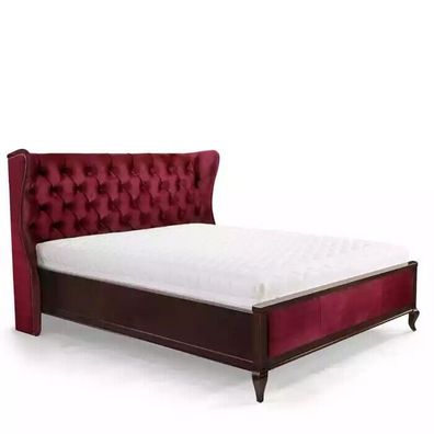 Klassisches Chesterfield Stil Betten Luxus Doppel Bett Holz Möbel Rot Samt