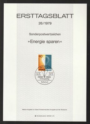 BRD Ersttagsblatt Energie sparen Glühlampe ETB 26-79