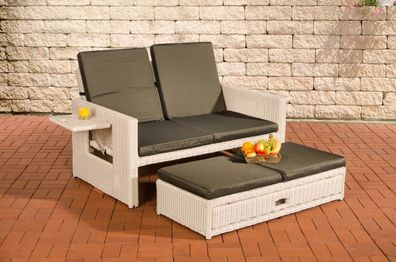 Polyrattan 2er Lounge Sofa weiß / anthrazit Gartensofa Couch Outdoor Sonnenliege